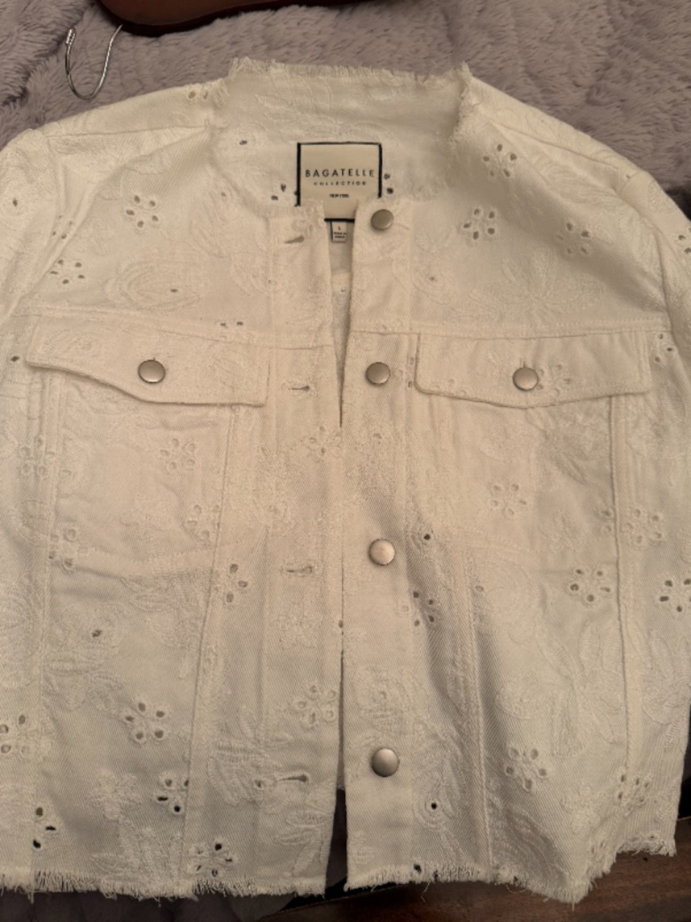 White Eyelet Cropped Jacket